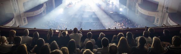a stage with bright lights