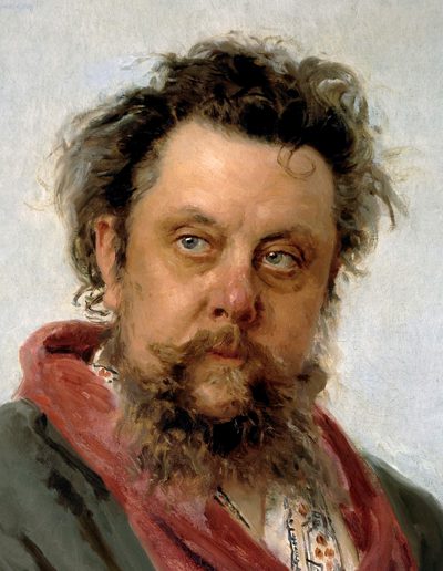Painting of a man with unruly brown hair and beard