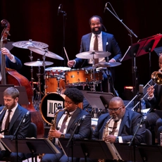 Players from Jazz at Lincoln Center performing on stage