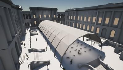 Impression of a performance venue to be used at the Old College Quad