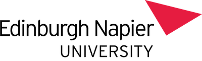 Edinburgh Napier University logo. Edinburgh Napier University written in black text next to a red triangle.