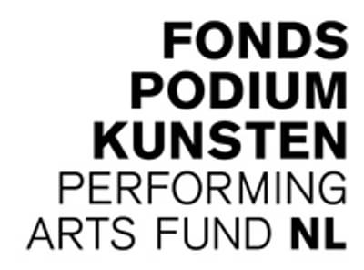 Performing Arts Fund NL logo written in Dutch and English in black text against a white background