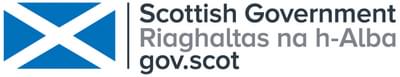 Scottish Government logo. A Scottish flag with 'Scottish Government, Riaghaltas na h-Alba, gov.scot' written next to it.