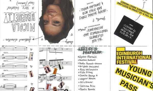 A collage featuring an image of Nicola Benedetti, musical notes and the Edinburgh International Festival's logo.
